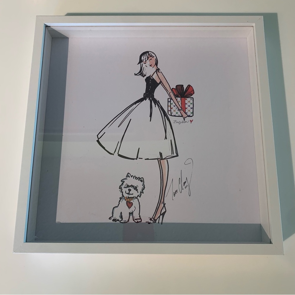 Exclusive Brighton Framed Holiday Sketch Tom Clancy Girl Dog Present VIP Gift